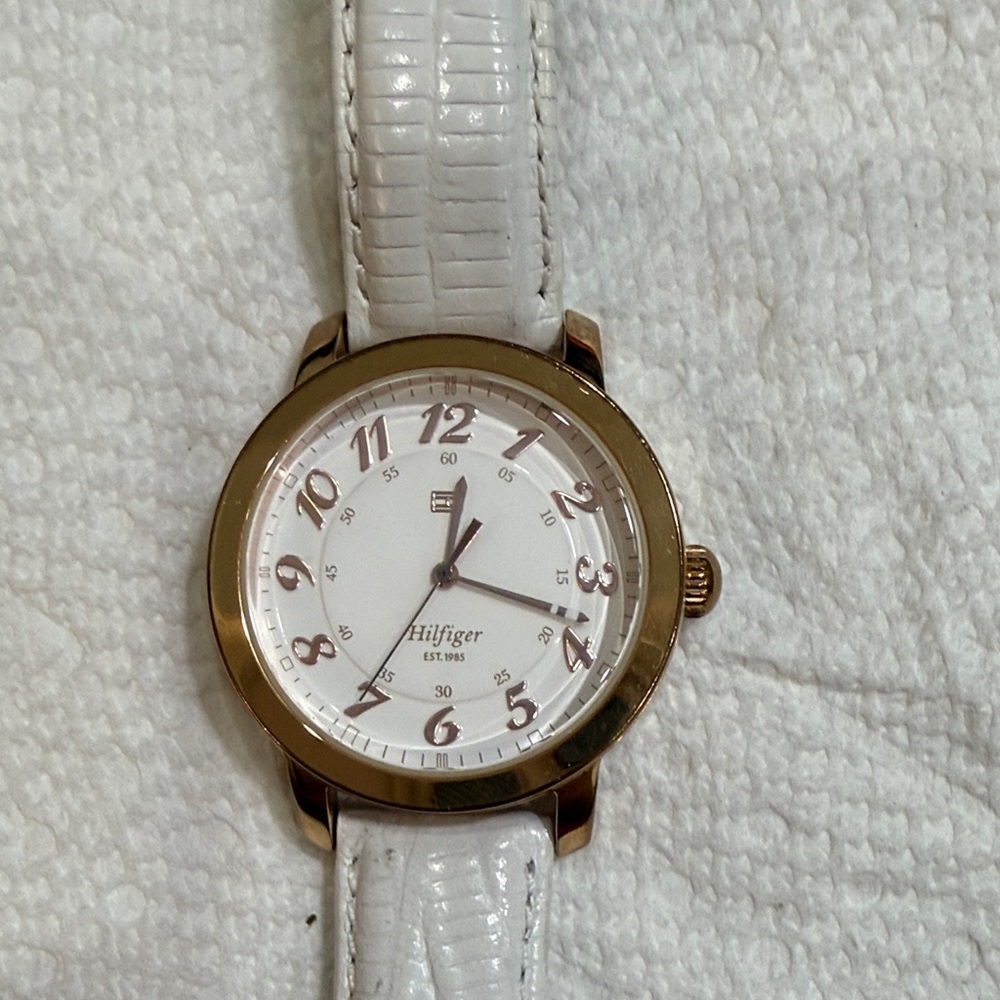 White Leather Strap Tommy Hilfiger Watch
